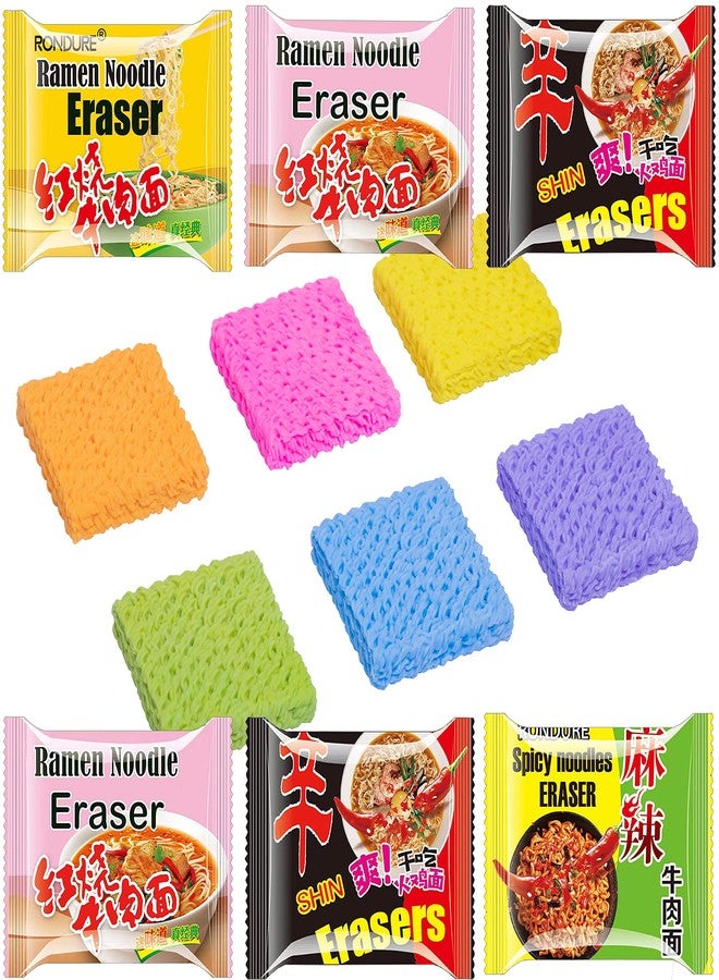 RONDURE Cute Erasers for Kids Mini Food Bulk 16 Pack Spicy Ramen Noodles Erasers for Students Classroom Rewards - Image 1